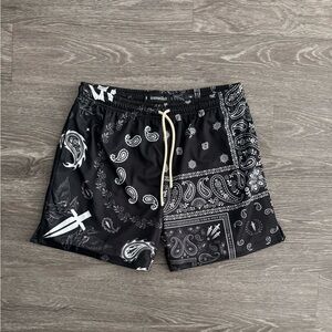 Ironwilled Dagger Paisley Mesh Shorts